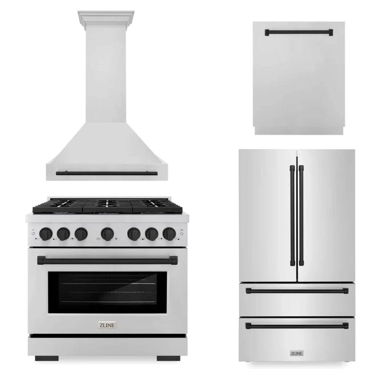 36 In. Gas Range, Range Hood, Dishwasher, Refrigerator H494735