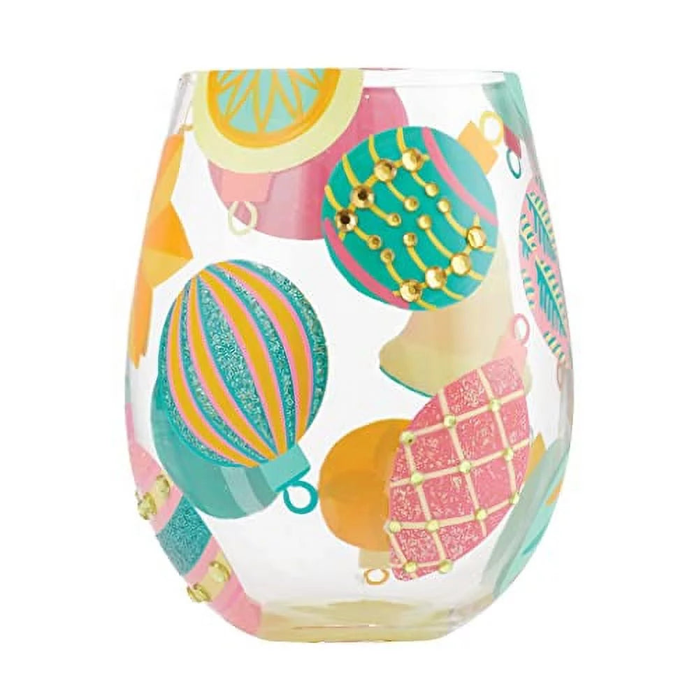Hand Painted Stemless Wine Glass X537470
