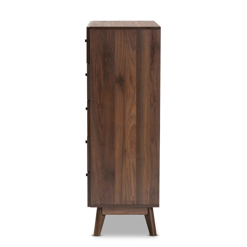 Walnut Brown Wood 5-Drawer Storage Chest L968