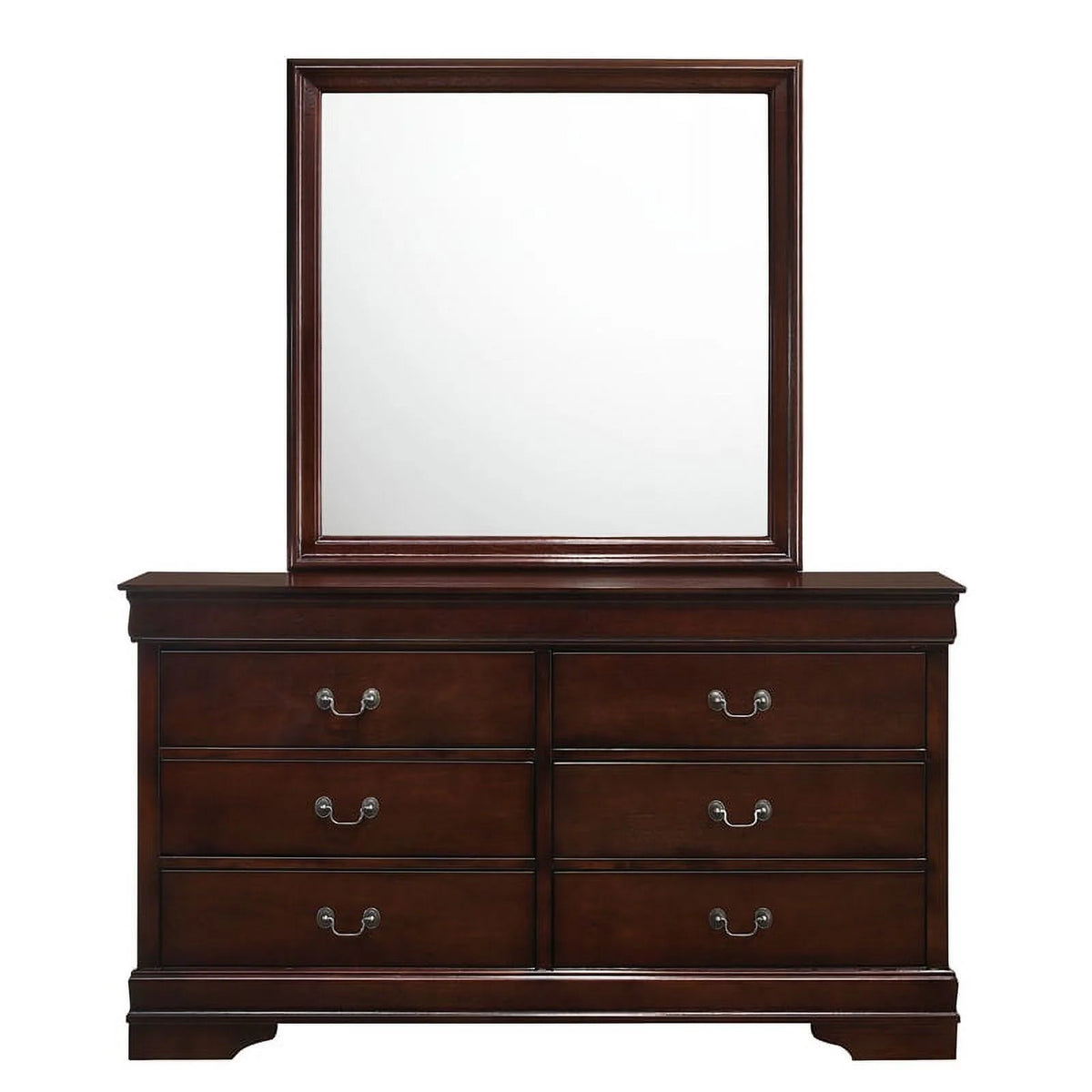 Cherry Wood 6-Drawer Dresser & Mirror P940214