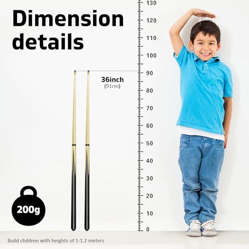 Pool Cue Stick 11mm Fiber Leather Tip 36inch Set of 2 I9104