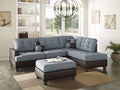 Contemporary Grey Linen Like Fabric Sectional Sofa Set K848