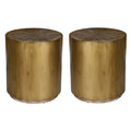 Wood and Metal End Table Set of 2 A344