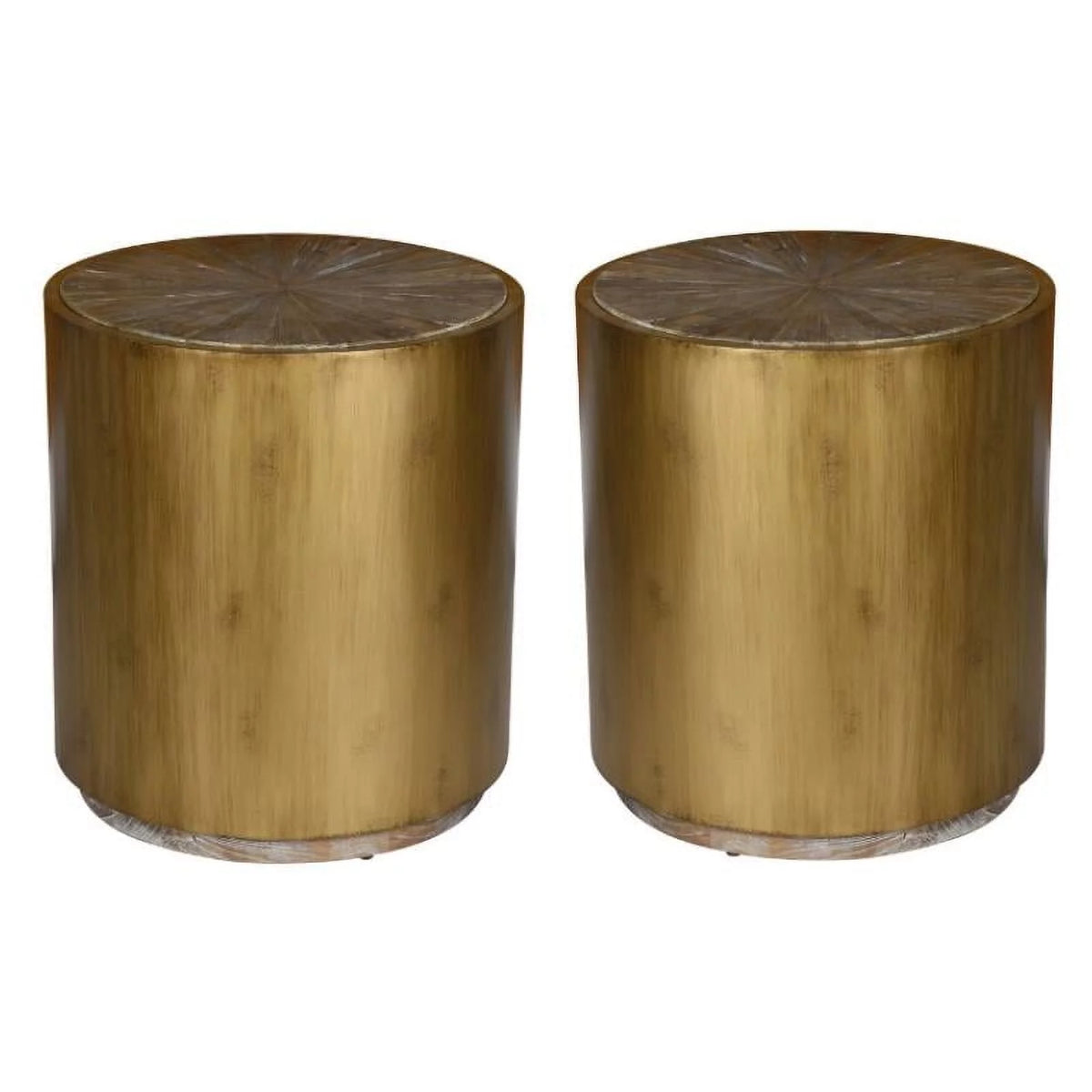 Wood and Metal End Table Set of 2 A344