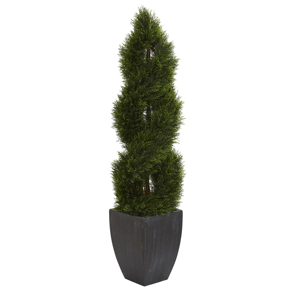 Black Wash Artificial Topiary Tree in Planter V492907