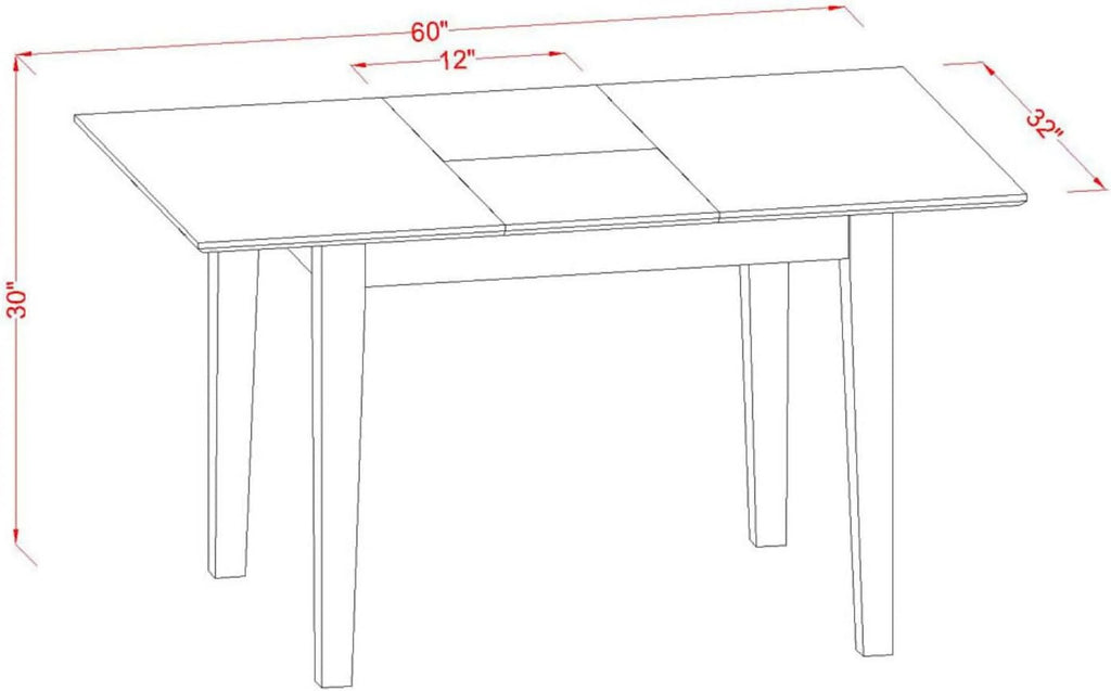Rectangle Dining Table Top with Leaf 32 By 60-Inch P4414