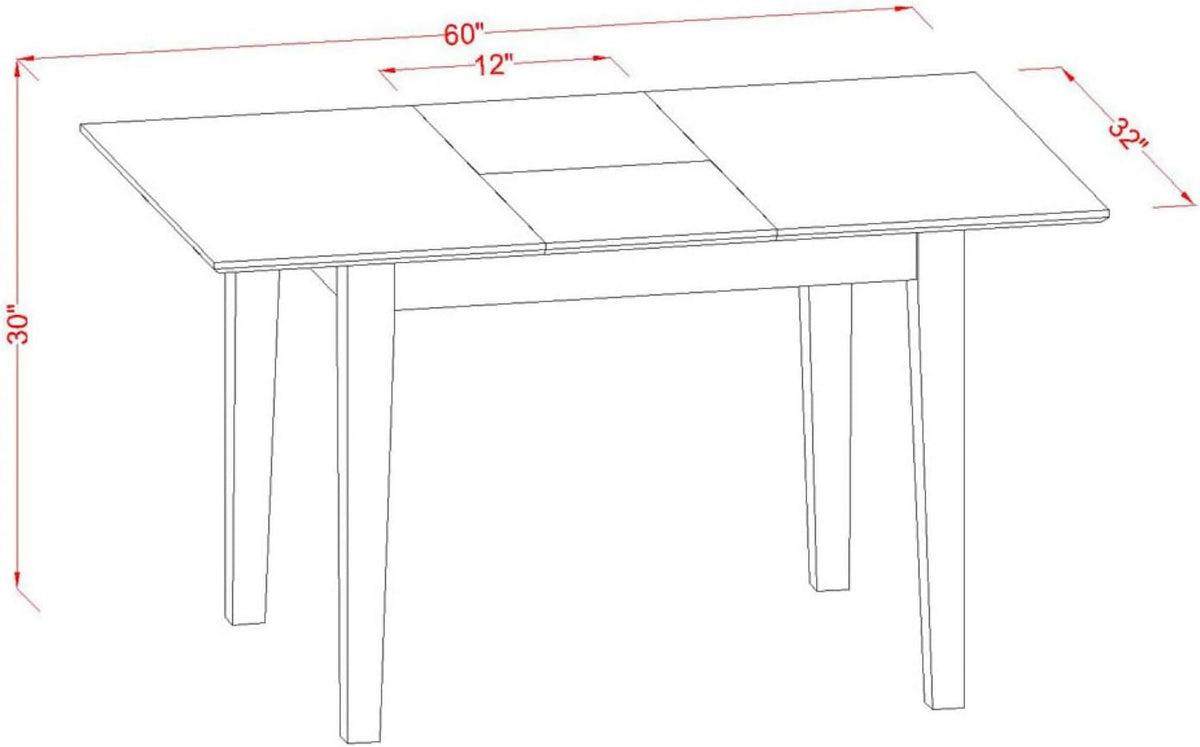 Rectangle Dining Table Top with Leaf 32 By 60-Inch P4414
