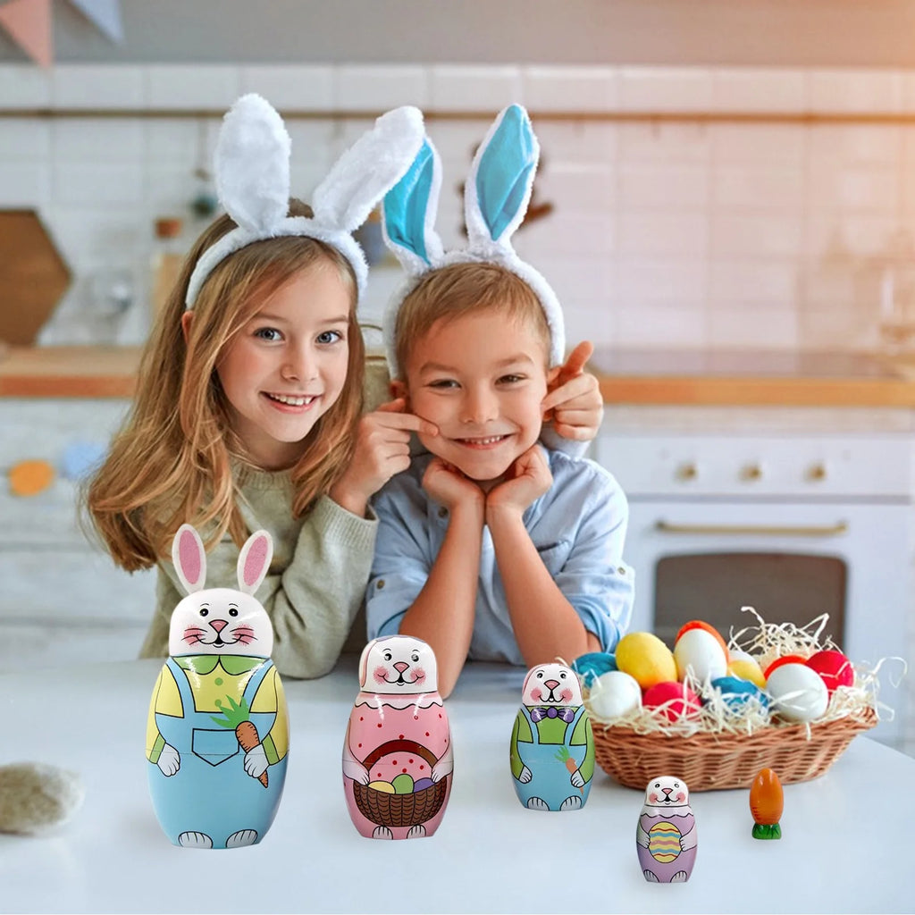5-Storey Wooden Rabbit Doll Toys T30909