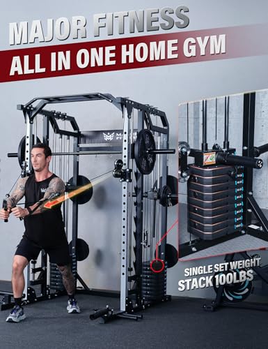 Smith Machines Squat Rack with Cable Crossover Machine J59480