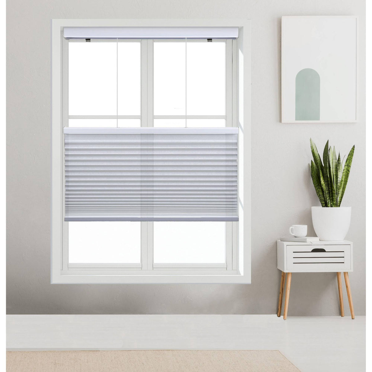 Cordless Top Down Bottom Up Light Filtering Cellular Shade 48 1/2 W x 48 H, White Q52153