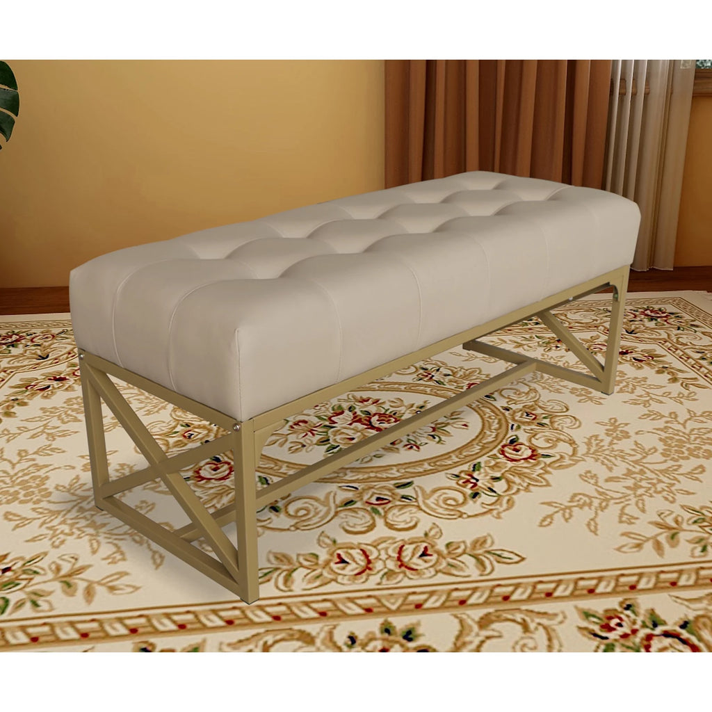 Faux Leather Bench 40.2 Inches Gold T969