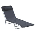 Folding Chaise Lounge Pool Chairs with Pillow, Steel Frame & Breathable Mesh, Black O407
