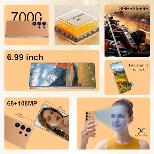 Unlocked Android Phone 6.99" AMOLED 7000mAh 8GB RAM 256GB Blue A155