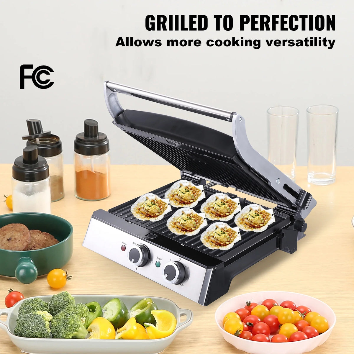 14.5" Commercial Electric Countertop Griddle Grill X2674