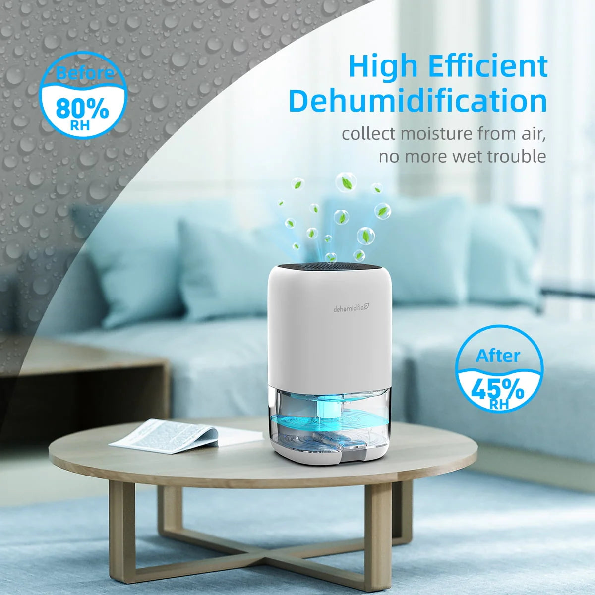 Portable Ultra Quiet Dehumidifier 1000ML U6063