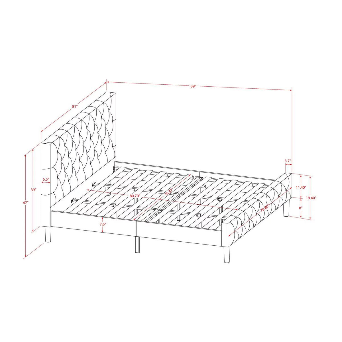 King Engineered Wood Bed K178