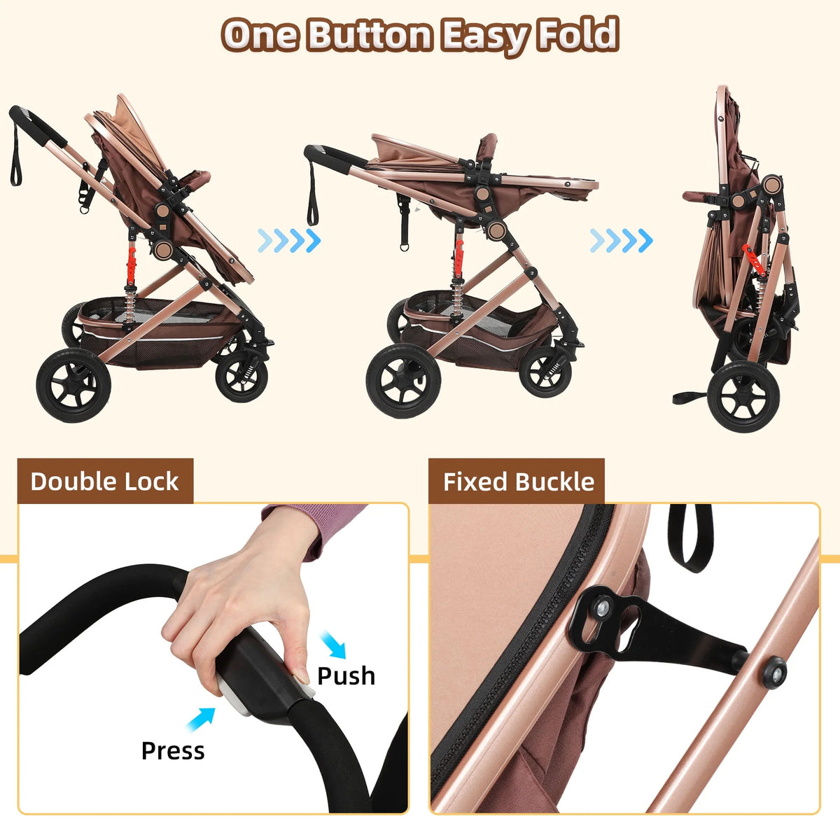Foldable Reversible Bassinet Baby Stroller V97452