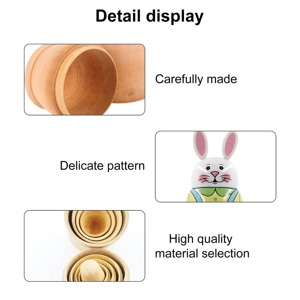 5-Storey Wooden Rabbit Doll Toys T30909