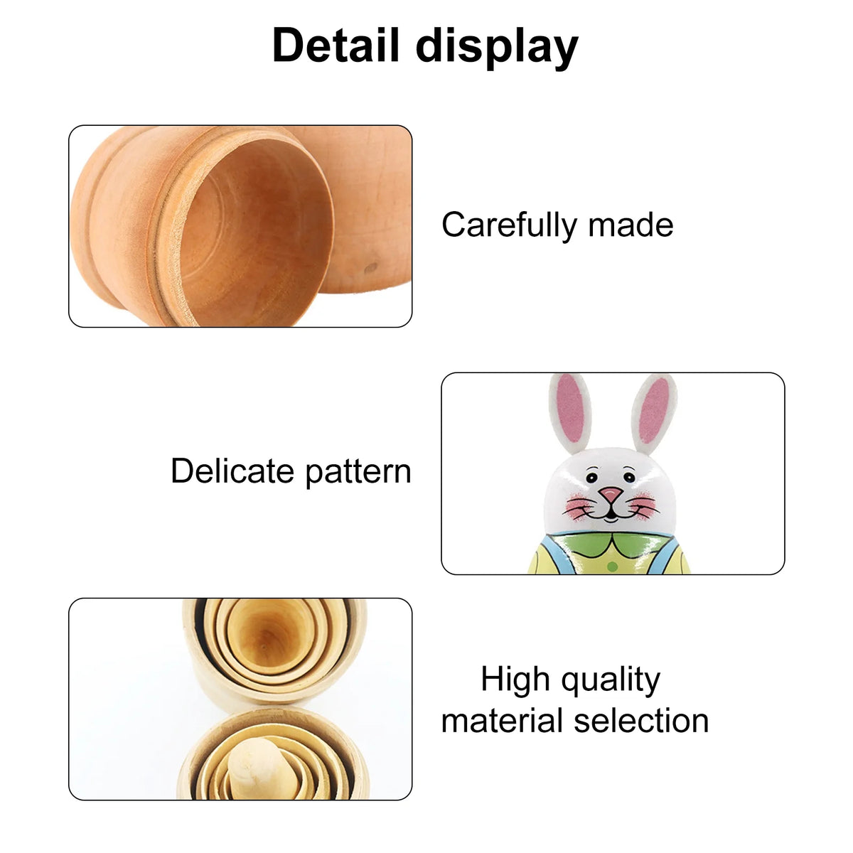 5-Storey Wooden Rabbit Doll Toys T30909