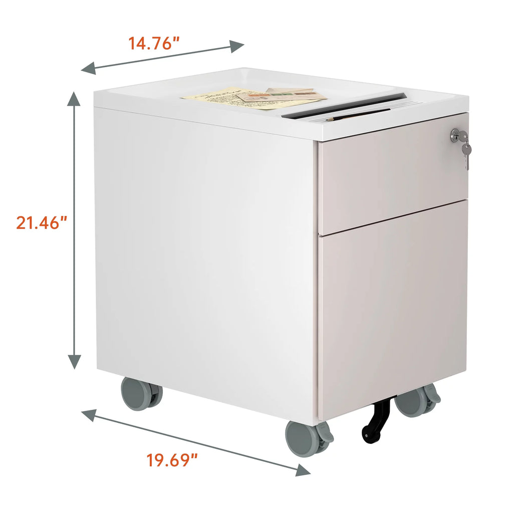 Pink 2-Drawer Metal Filing Cabinet with Wheels I155591