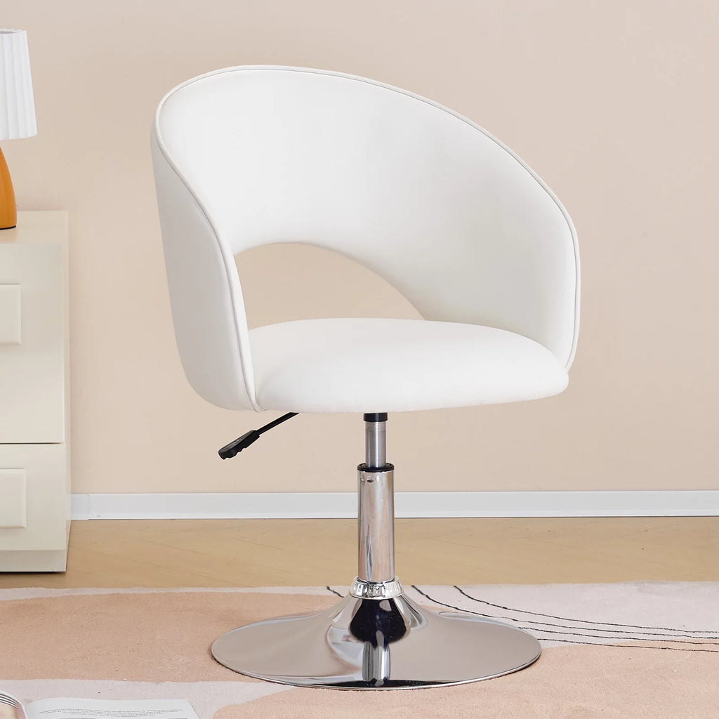 White Faux PU Upholstered Swivel Accent Chair E820
