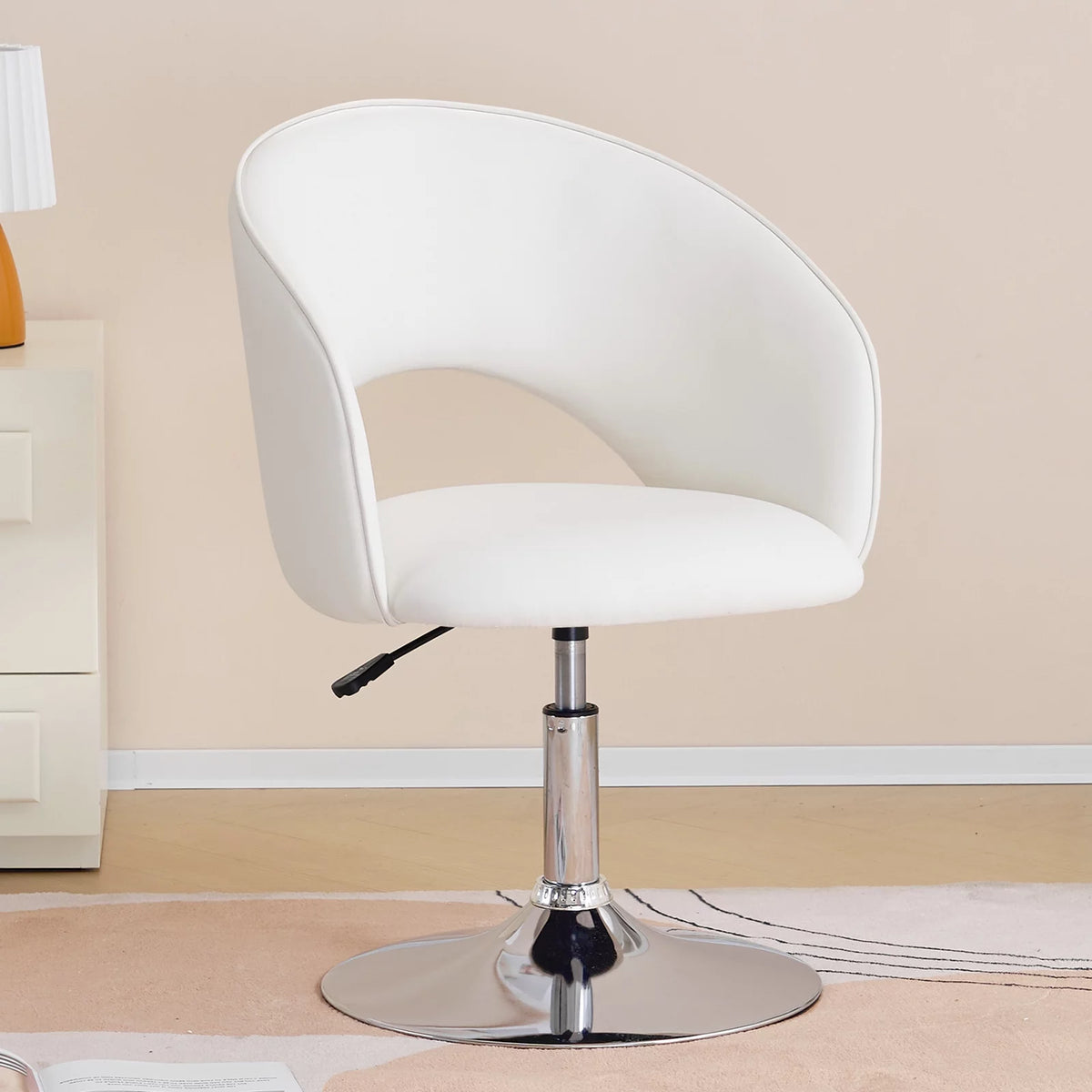 White Faux PU Upholstered Swivel Accent Chair E820