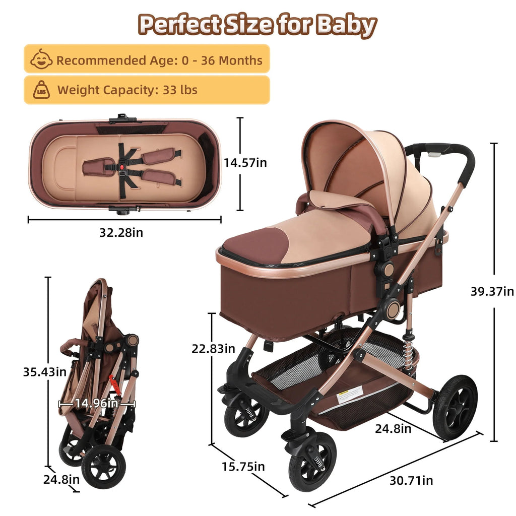 Foldable Reversible Bassinet Baby Stroller V97452