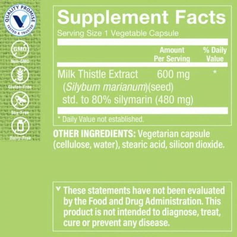 Milk Thistle Extract 600 MG 100 Capsules L42880