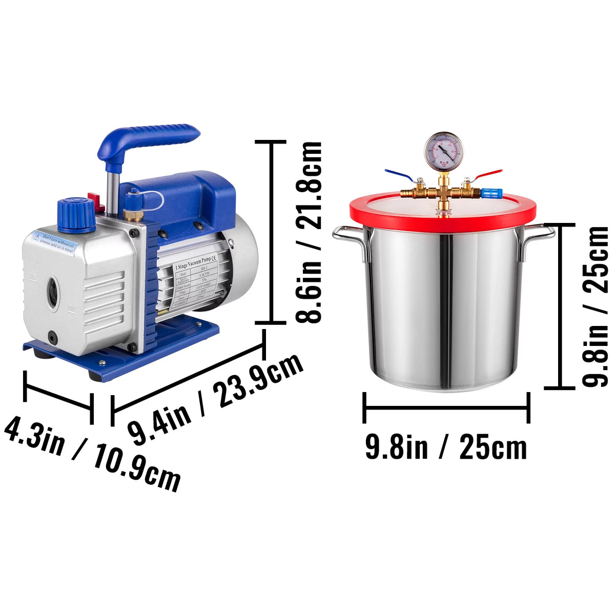 3.6CFM Dual Stages Vacuum Pump with Manifold Gauge Set E7357