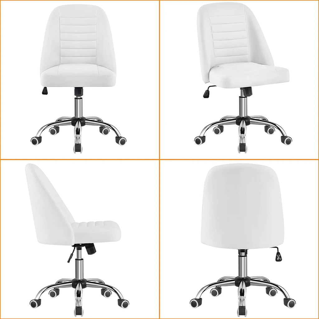 PU Leather Armless Office Chair with Rolling Wheels P295682