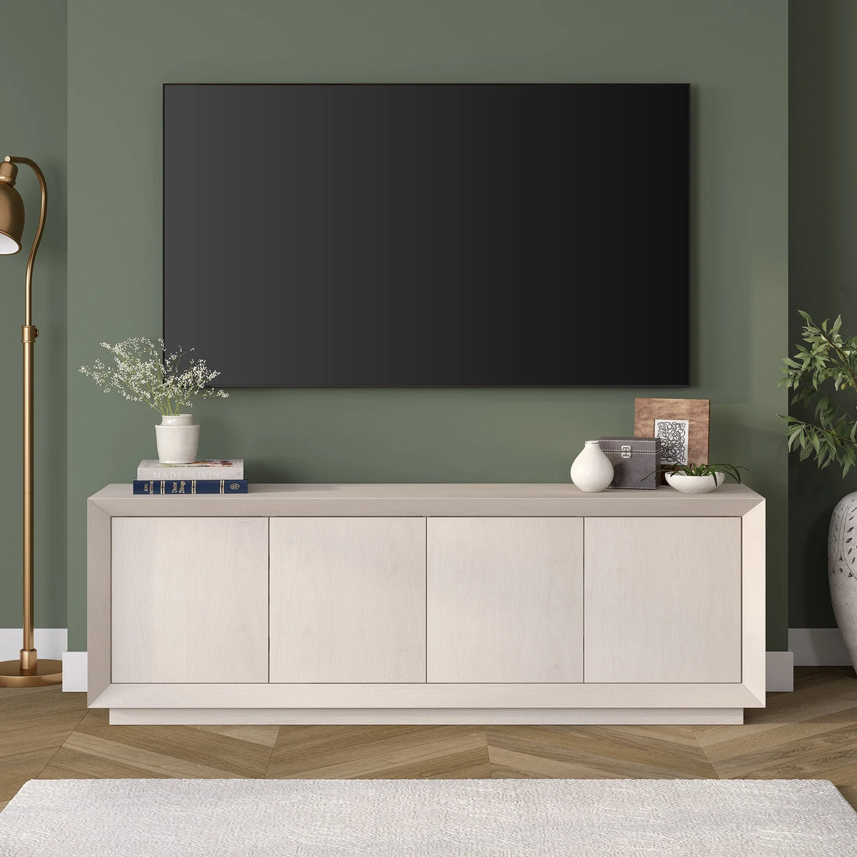 White Rectangular TV Stand N422