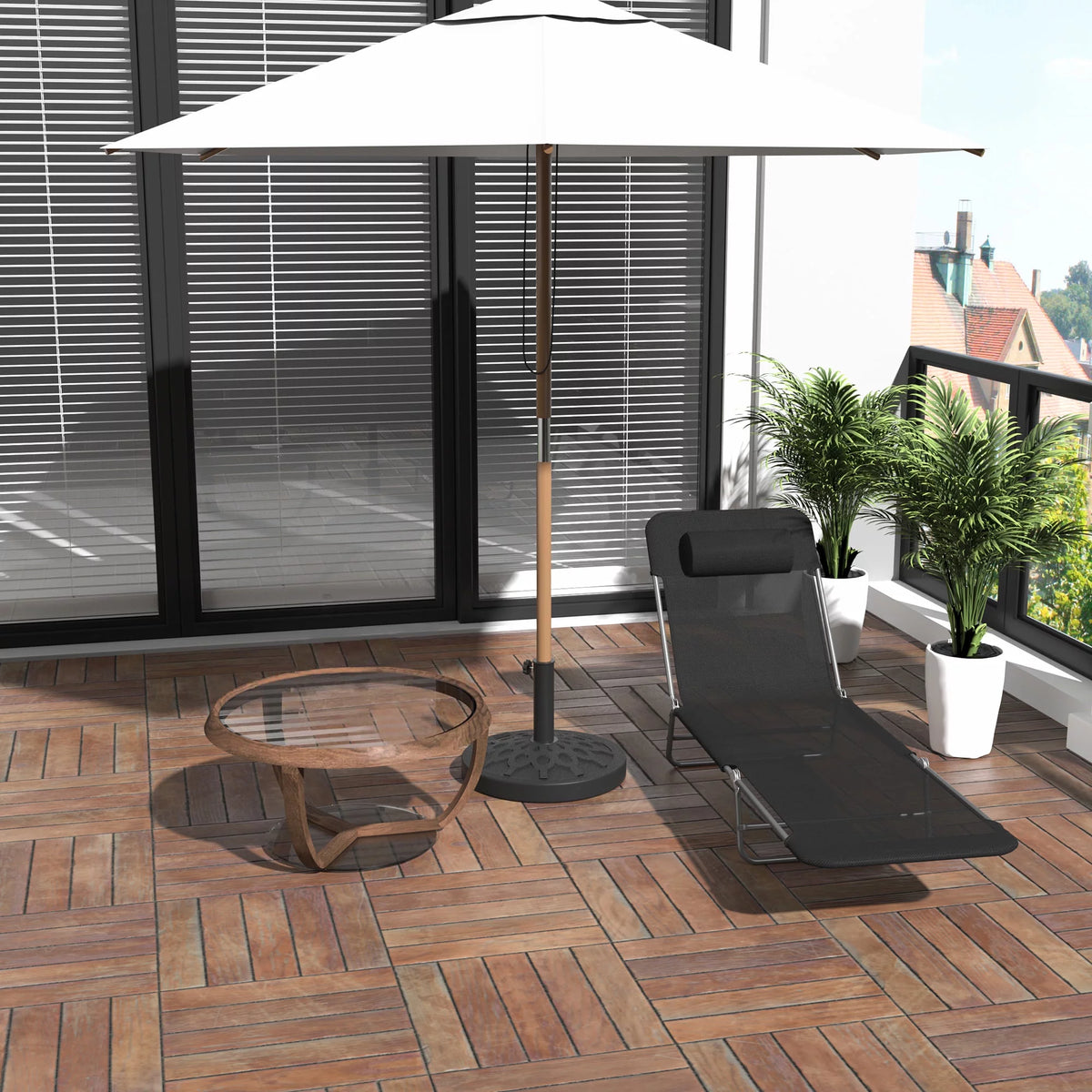 Folding Chaise Lounge Pool Chairs with Pillow, Steel Frame & Breathable Mesh, Black O407
