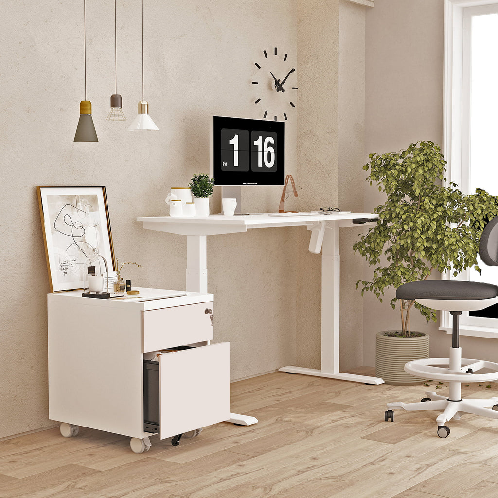Pink 2-Drawer Metal Filing Cabinet with Wheels I155591