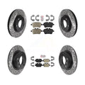 Semi-Metallic Brake Pads and Coated Drilled Slotted Disc Brake Rotors Kit O674
