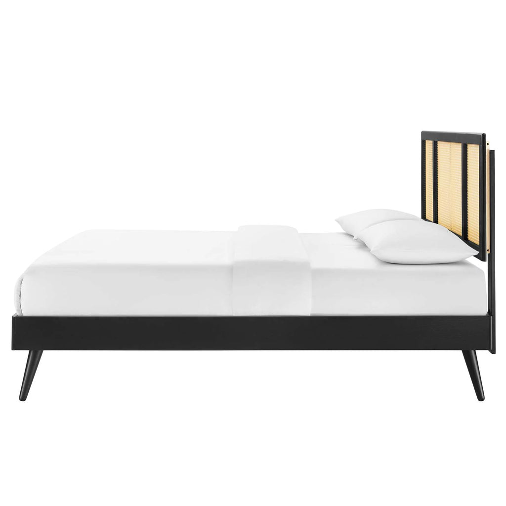 Queen Size Black Wood Platform Bed Frame N865