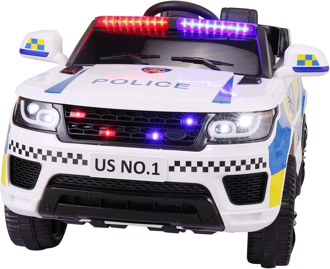 Black 12V Kids Ride On Police Car with Remote Control P75799