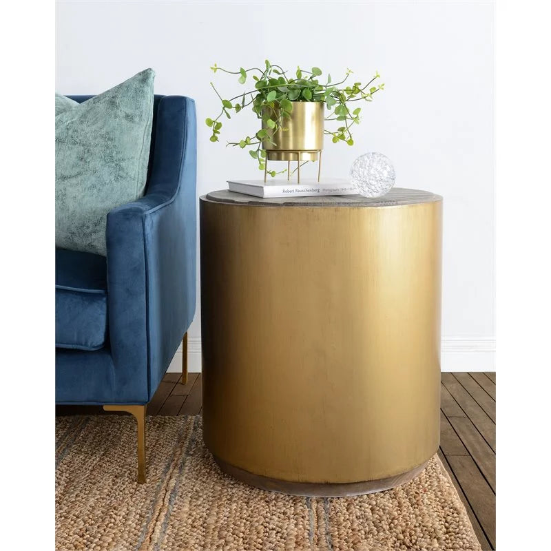 Wood and Metal End Table Set of 2 A344